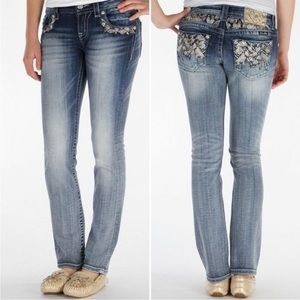 Miss Me signature straight jeans size 27 30 inch inseam rhinestones JE807tr 1
